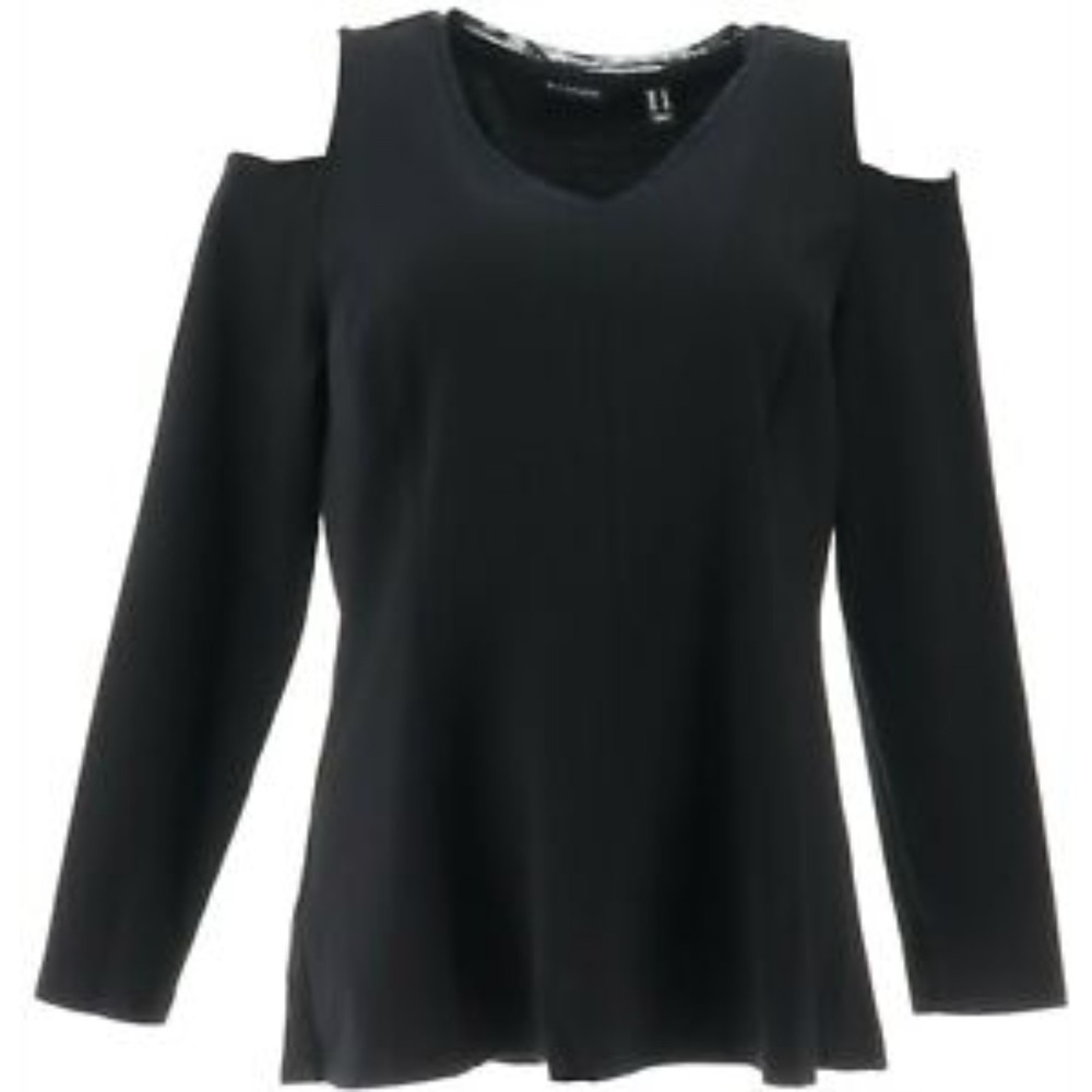 H by Halston women's V Neck1X (LG) cold shoulder pullover top